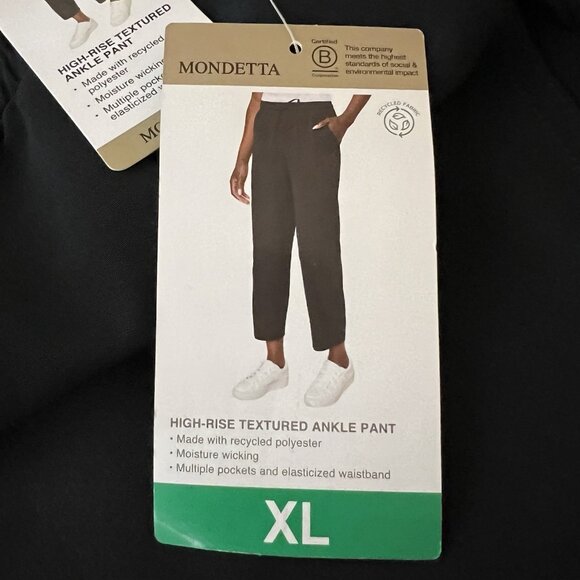 Mondetta Women's Pull-on Stretch High Rise Textured Black Ankle Pant Size XL NWT - Picture 7 of 14